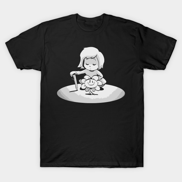 Frisk and Flowey T-Shirt by icata